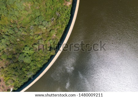Aerial View of Cedro Lake and a bridge  in the semi arid of Brazil. 