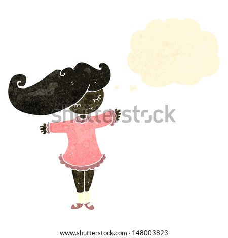 retro cartoon girl with thought bubble