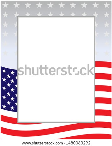 USA flag background frame with empty space for your text.