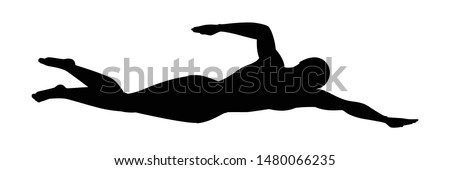 Swimmer silhouette vector, Sport people concept Royalty-Free Stock Photo #1480066235