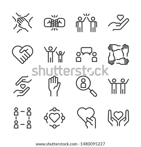 Friendship and love line icons set vector illustration Royalty-Free Stock Photo #1480095227
