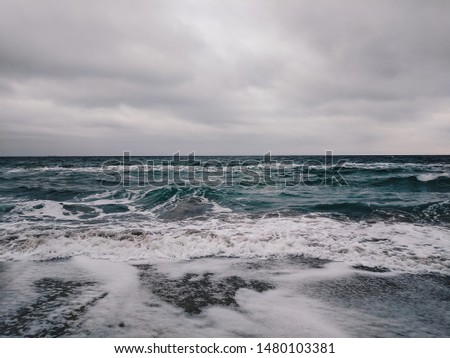 Beautiful waves of a stormy sea