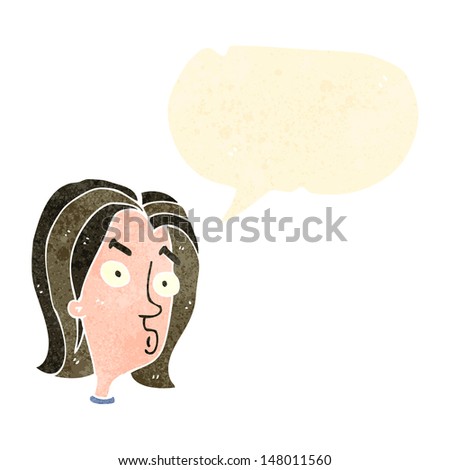 retro cartoon annoyed girl with speech bubble