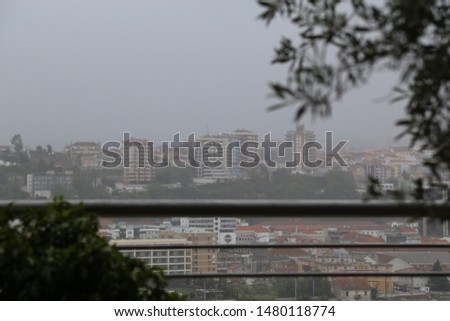Portugal, Europe, June 2018, cityscape in gray cloudy weather, view from the open terraces