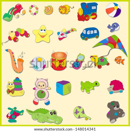 Set of baby's toys. Vector Eps10.