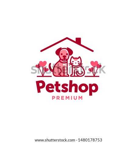 veterinary house cat dog logo pet shop icon vector design valentine theme love