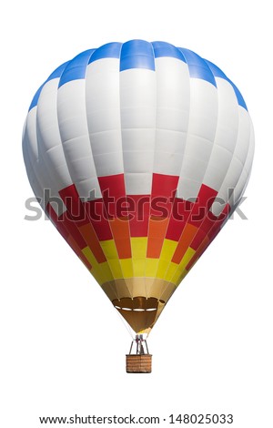 Hot air balloon isolated on white background. Royalty-Free Stock Photo #148025033