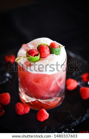 raspberry & lime cocktail with the fresh egg foam