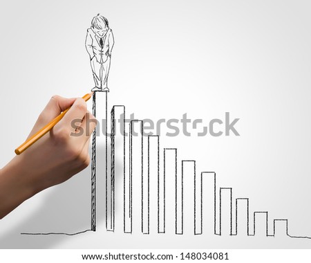 Hand drawing image of businessman. Business challenge