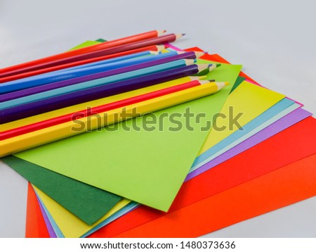 Back to school. Colorful supplies for starting school, for paper craft or take notes