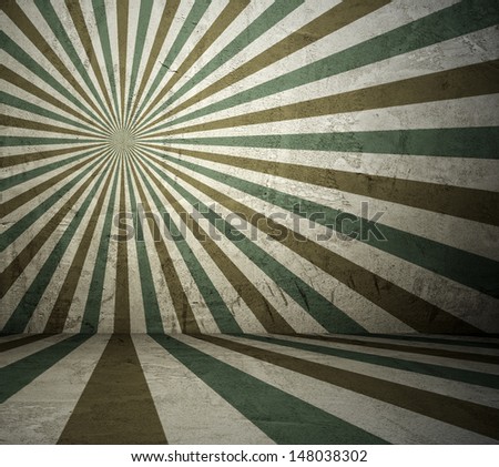 old grunge room with retro sun rays, vintage background 