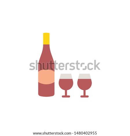 Wine icon Cafe collection in flat style illustration.