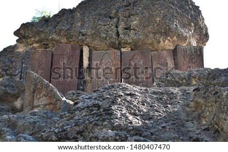 geghard fragments from the church. Armenia.