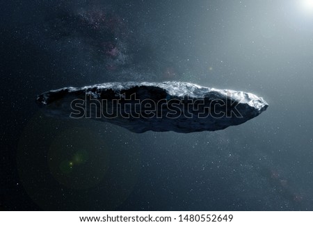 A huge gray asteroid in deep space. Elements of this image were furnished by NASA