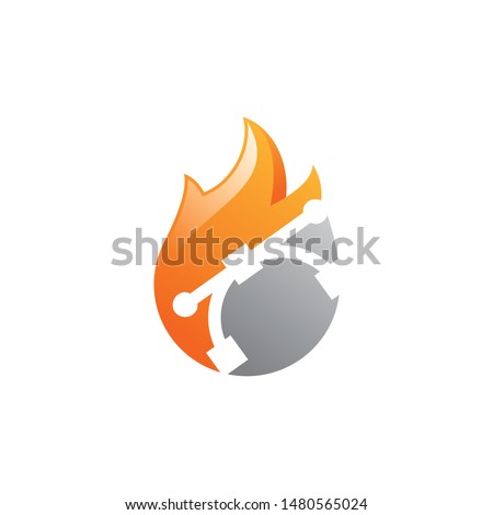Fire pixel logo vector design