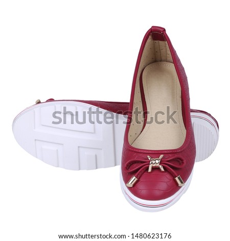 wine red platform shoes on white background