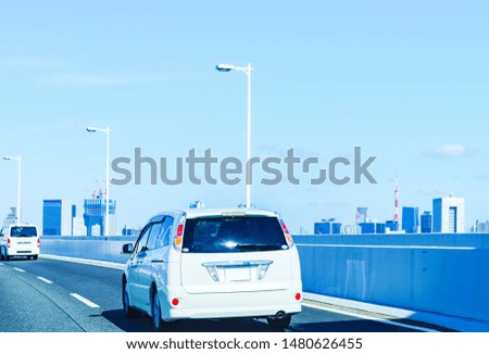 Japanese highway traffic in the summer   sunny day