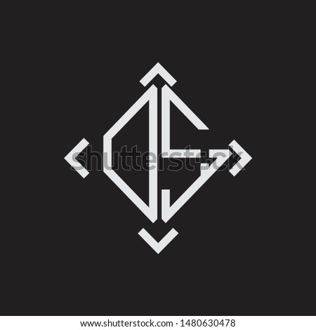 DS Logo Abstrac letter Monogram with Arrow in every side isolated on black background