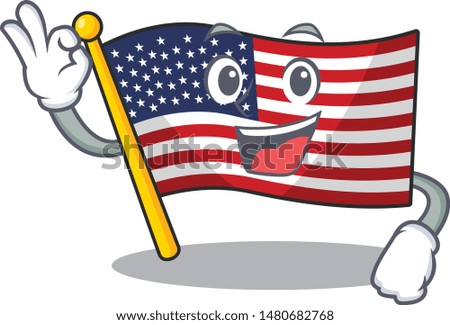 Okay flag america with the mascot shape