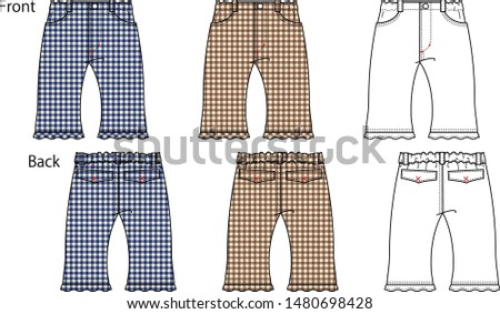 Vector illustration of Pants Front and back views