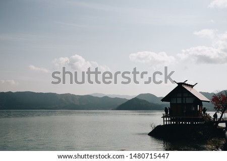 Japanese hut near the river