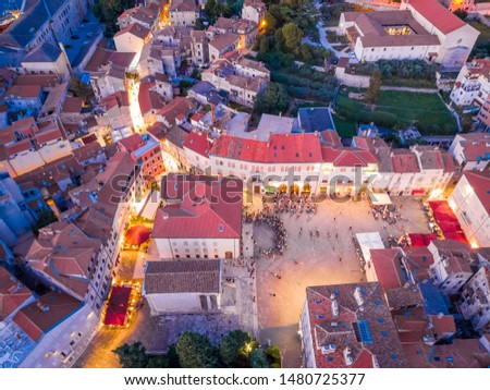 Aerial view of Pula in the evening, Croatia