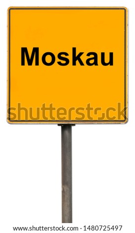 Moskau - German road billboard on the white background