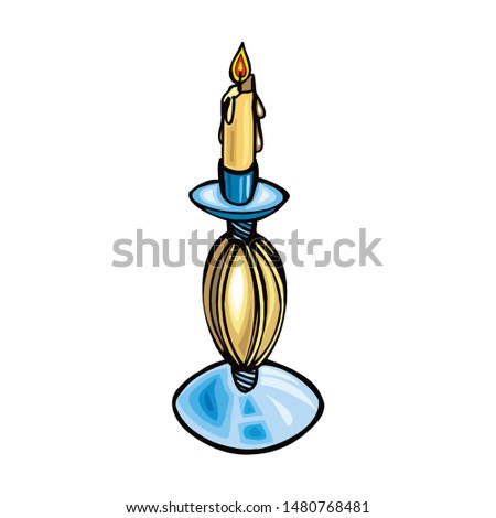 burning candle from paraffin wax. Easter single icon in cartoon style vector symbol stock illustration.