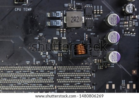Computer board hardware motherboard microelectronics Server CPU chip semiconductor circuit core technology background or texture with processors concept electronic device