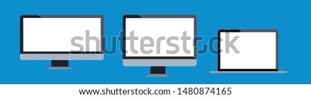 realistic set of monitor laptop mockup computer vector illustration 