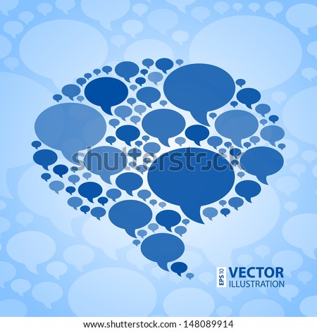 Chat bubble symbol on light blue background. RGB EPS 10 vector illustration