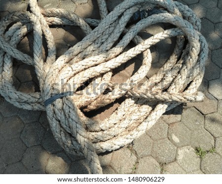 close up of gray rope isolated. 