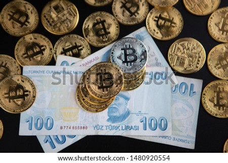 try coins and banknotes on background