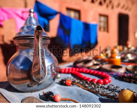 moroccan kettle and Colors of morocco towels and scarfs