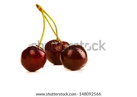 ripe sweet cherry was photographed in studio on a white background