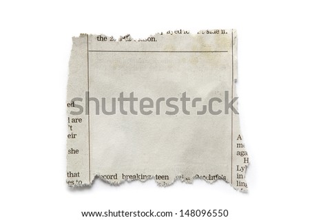 Piece of torn paper isolated on plain background. Copy space Royalty-Free Stock Photo #148096550
