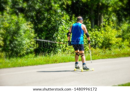sportsman roller skating in summer