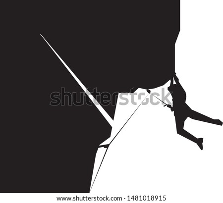 Professional climber hanging on the safety rope vector