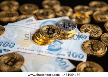 try coins and banknotes on background