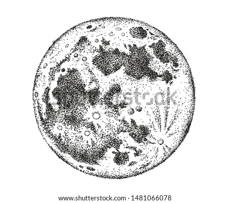 Moon hand drawn vector illustration. Royalty-Free Stock Photo #1481066078