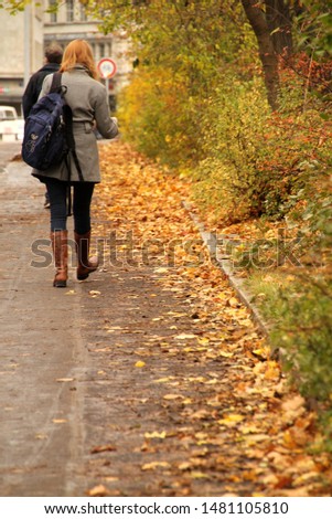 People walking in a autumn day