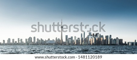 Iconic landmark and buildings in modern Toronto city in Ontario, Canada