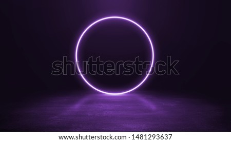 Ring shaped Neon light on dark background.