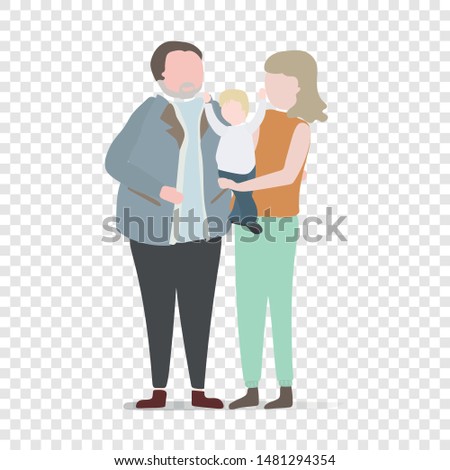 Abstract family of three on a blank background.