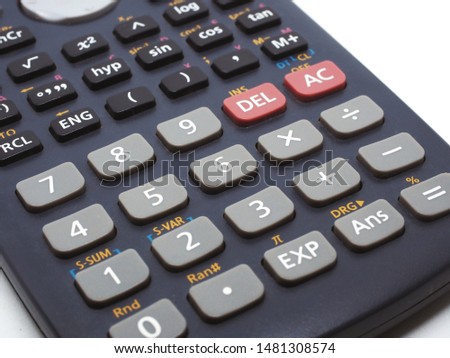 Closeup button of calculator business and finance concept