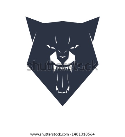 Wild wolf on an isolated background, grin, sharp teeth and mouth. vector.