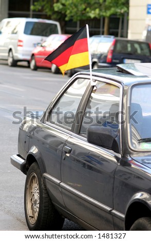 german flag in the car window