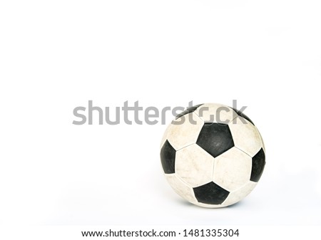Old soccer ball isolate on white background