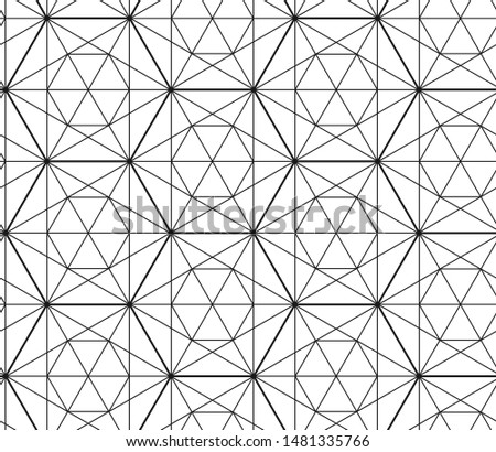 Seamless geometric thin lines pattern. Black and white grid background. Vector seamless monochrome pattern. Geometric background with cross lines. Abstract geometric pattern.