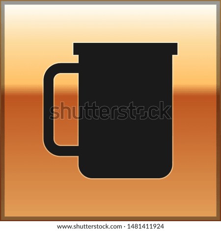 Black Coffee cup flat icon isolated on gold background. Tea cup. Hot drink coffee